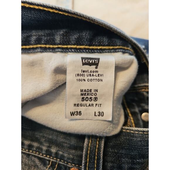 Levis 505 Jeans W36 L30 Men's Regular Fit Straight Mid Rise Medium Denim - Picture 11 of 12